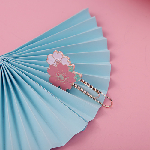 Sakura series cute girl paper clip bookmark creative metal paper clip student fresh stationery binding pin