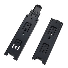 YH1099抽屉滑轨二折钢珠静音导轨家具五金配件加厚冷轧钢轨道伸缩