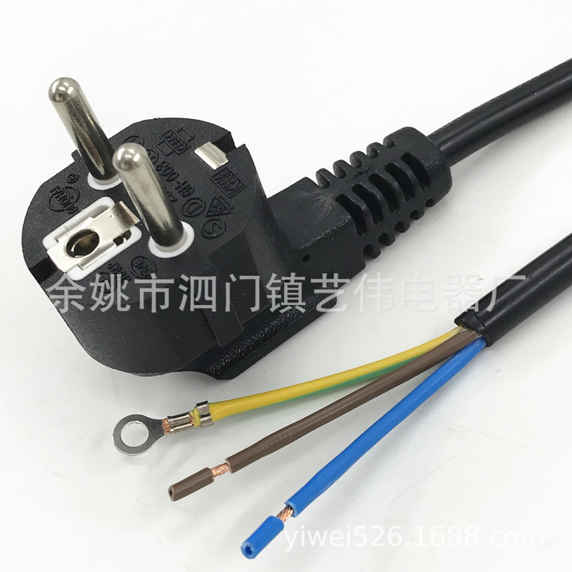 欧式电源线欧规三芯电源线插头AC插头欧标电源线插头欧式电源线