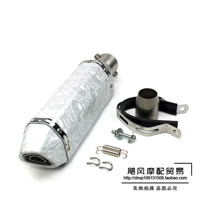 MotoRcycle Modified SpoRts CaR LaRge Displacement Small Hexagonal UniveRsal Ninja 250 Huanglong 600R3K7K8 ScoRpio Exhaust Pipe (Motorcycle exhaust pipe) - small-hexagonal-white-silver-skull