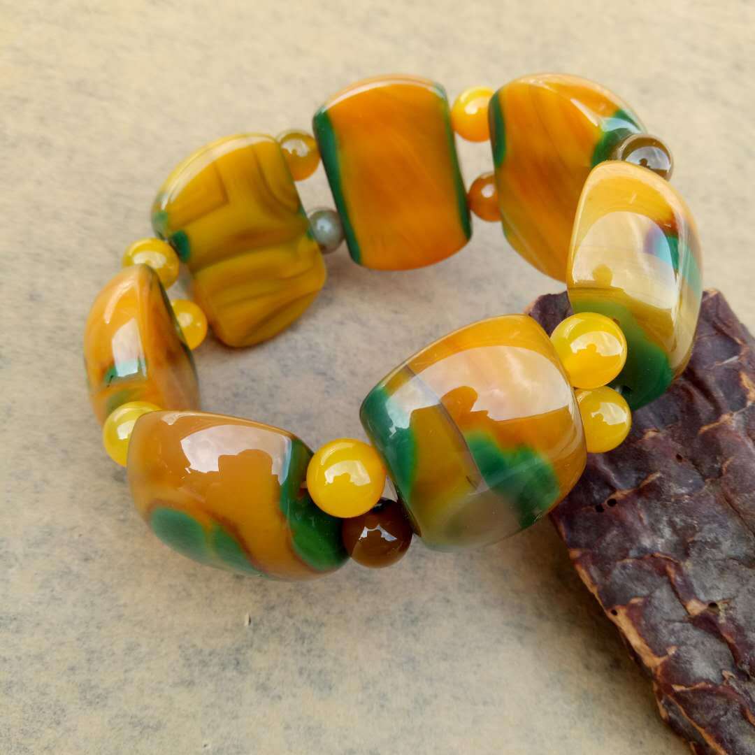 七彩玛瑙手排 大半圆手排 大气男款玛瑙手排 玛瑙男士手链