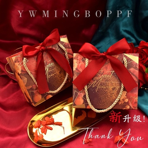 Creative European style ins wedding supplies handbag wedding candy box new Chinese style forest high-end portable wedding candy bag