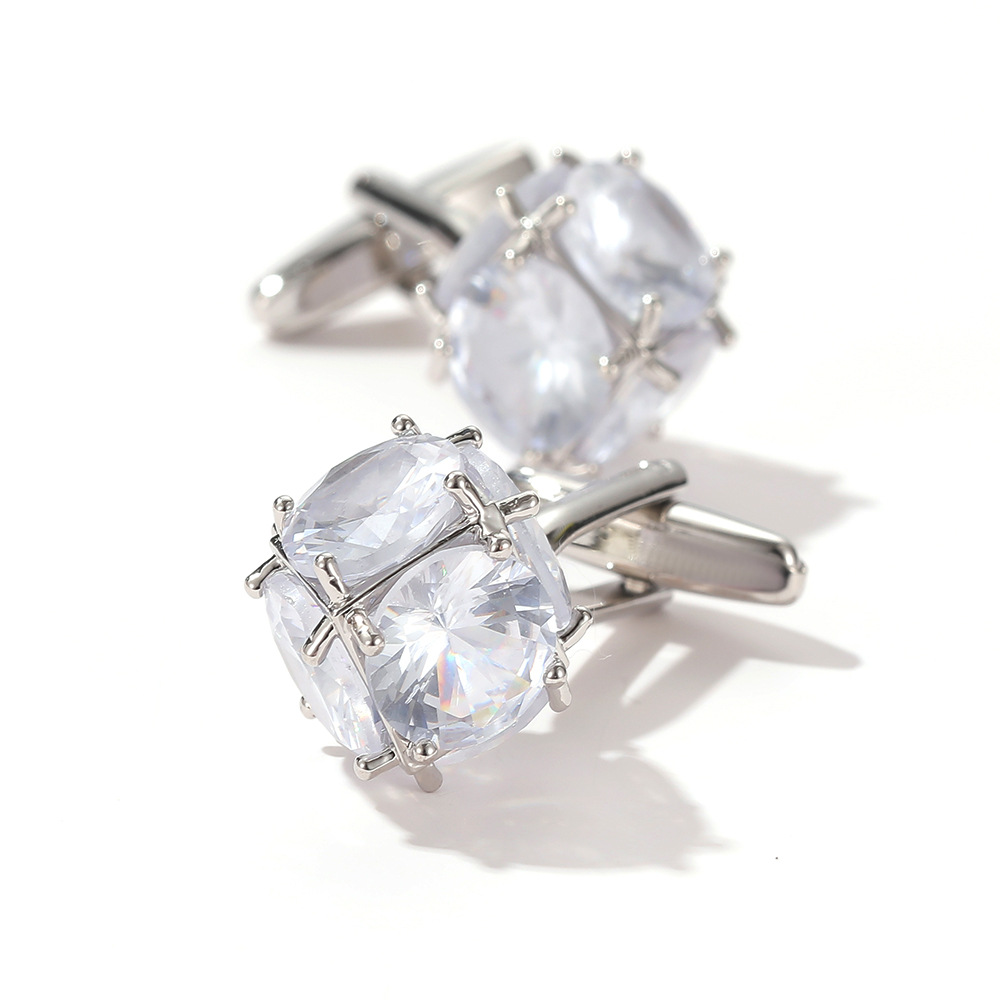 Gemelli da uomo di alta qualità, leggeri, di lusso, in zircone, oro, argento, polsino per camicia, chiodo XK20S011_voghion.com