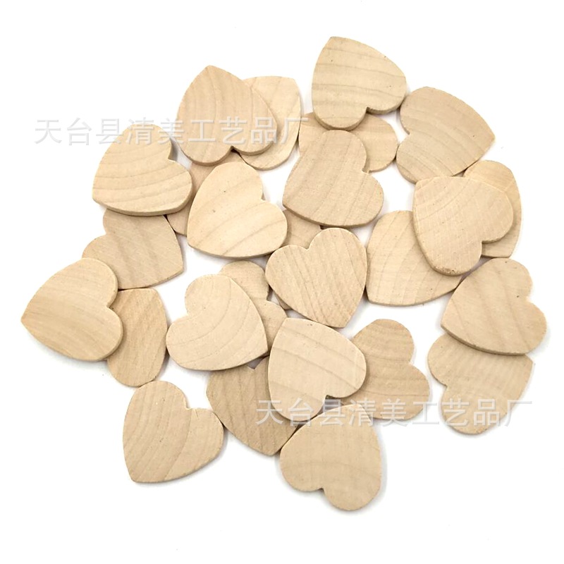 32*35mm botón de madera de amor 6mm grueso madera en forma de corazón de melocotón de madera maciza pieza de madera