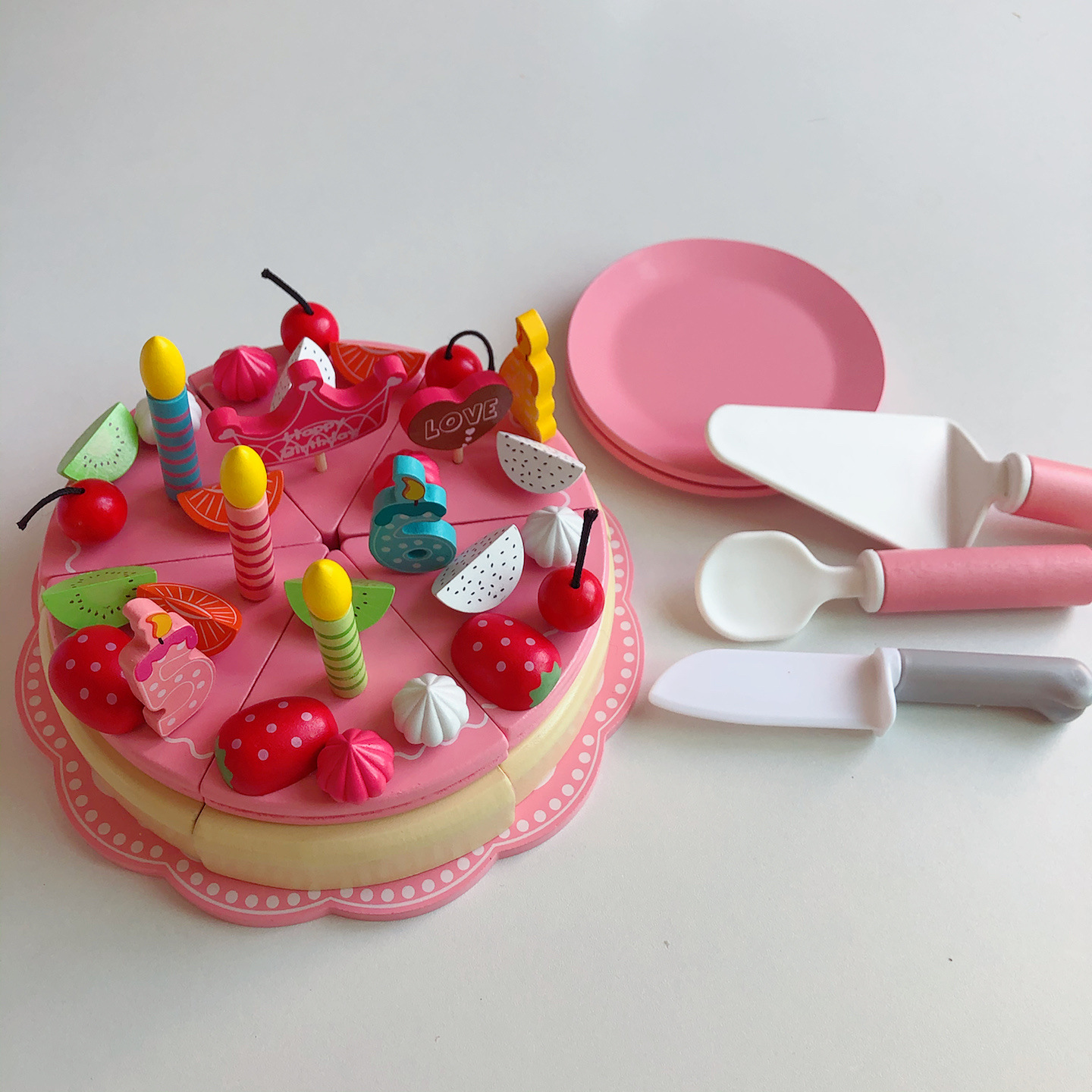 Juguetes de pastel de cumpleaños de simulación de juego para niños, verduras y frutas, bloques de construcción personalizados