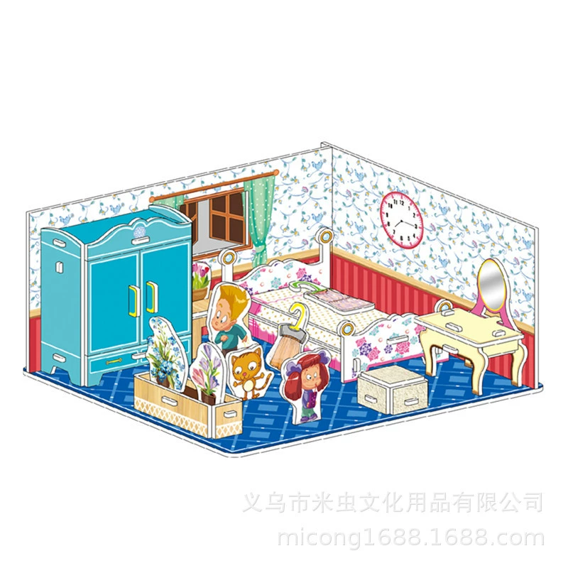 Three dimensional brainteaser, toy, house, interactive constructor, DIY, in 3d format, family style, Birthday gift