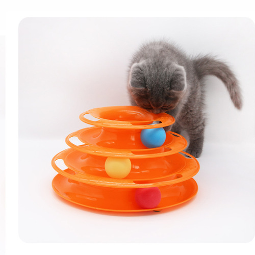 Pet cat toy three-layer ball cat turntable cat interactive educational track toy cat space tower amusement board