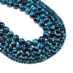 直播天然藍黃虎眼石圓珠 DIY飾品配件貓眼散珠半成品手鍊項鍊串珠