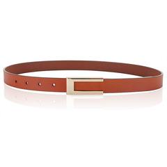 Wholesale Women's Rectangle Smooth Buckle Calfskin Belt for Casual, Versatile Decor Korean Style Genuine Leather Belt