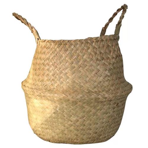 Nordic flower basket, hand-held woven basket, flower pot, grass weaving, bamboo weaving, plant, grass weaving floor-standing folding grass weaving bag, basket, weaving
