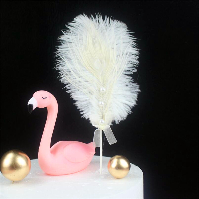 Feather cake decoration ins ostrich pearl pearl feather baking cake…