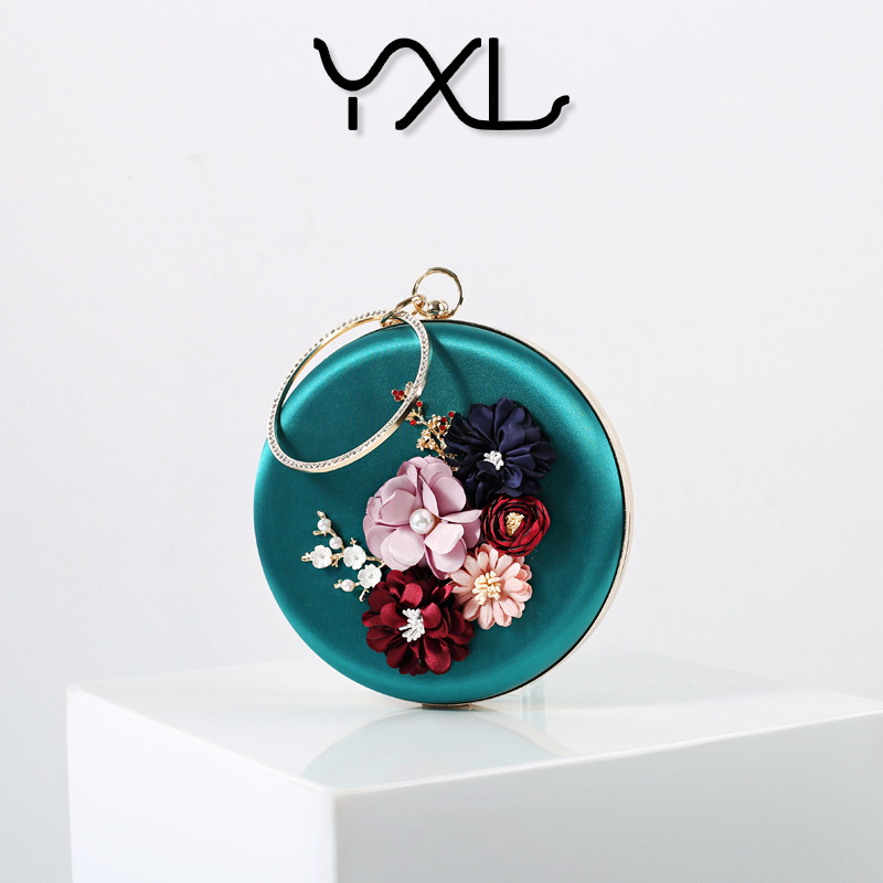 Venta caliente de la fábrica 2023 nuevo bolso de noche flor axila redonda de mano bolso de noche bolsa de Hanfu bolsa con incrustaciones