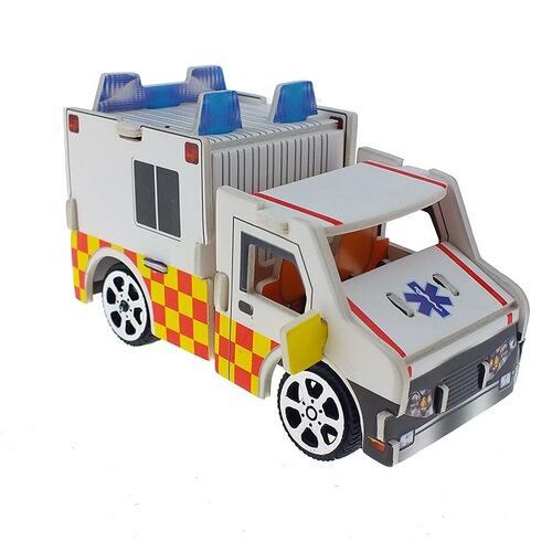 Three 3D pull-back fire truck models children's educational three-dimensional toys hand-made paper three-dimensional puzzles