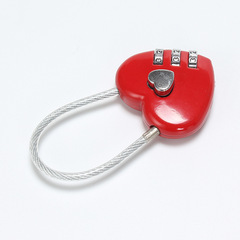 Direct Manufacturer Wholesale Steel Wire Rope Love Lock, Wedding Gift Creative Password Lock, Heart-Shaped Three-Position Steel Cable Padlock