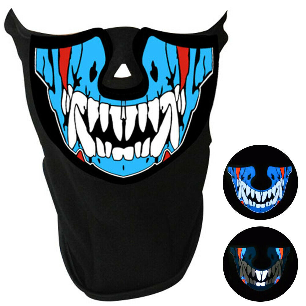 LED face mask, sound-activated face mask, LED sound-activated Halloween