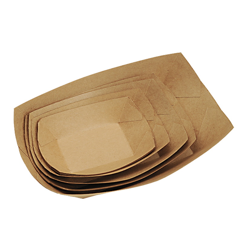 Papel Kraft recubierto caja de barco abierto caja frita desechable caja de papas fritas desechables alas asadas pollo frito bloque barbacoa caja de embalaje