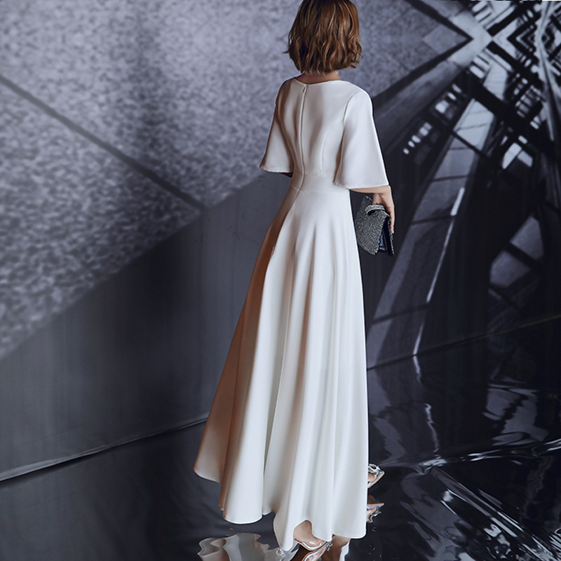 White Evening Dress for Women 2023 New Elegant Modern Long Satin Dress Summer Petite