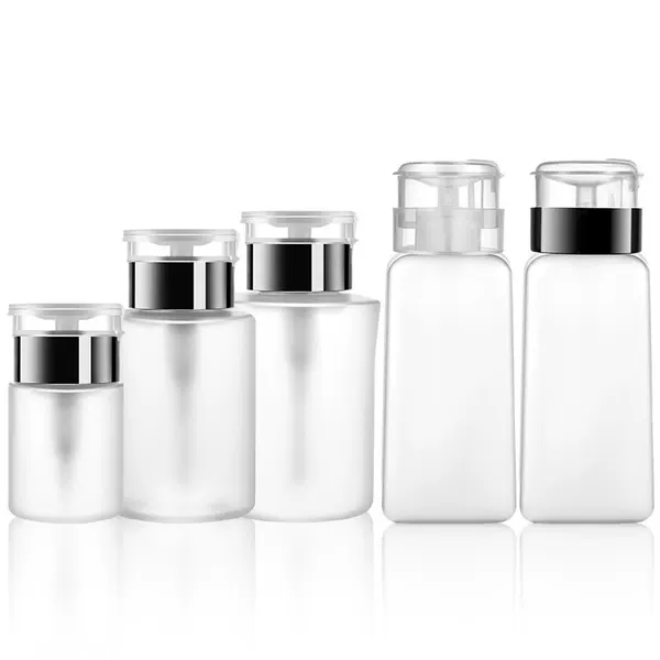 Nail Art Press Bottle with Lock, Leak-Proof Empty Bottle, Large Capacity Press Bottle for Nail Polish Remover, Makeup Remover, Disinfectant