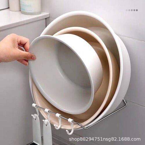 No-punch washbasin rack, bathroom storage rack, bathtub, vegetable basin, washbasin hook, kitchen bathroom wall-mounted storage rack