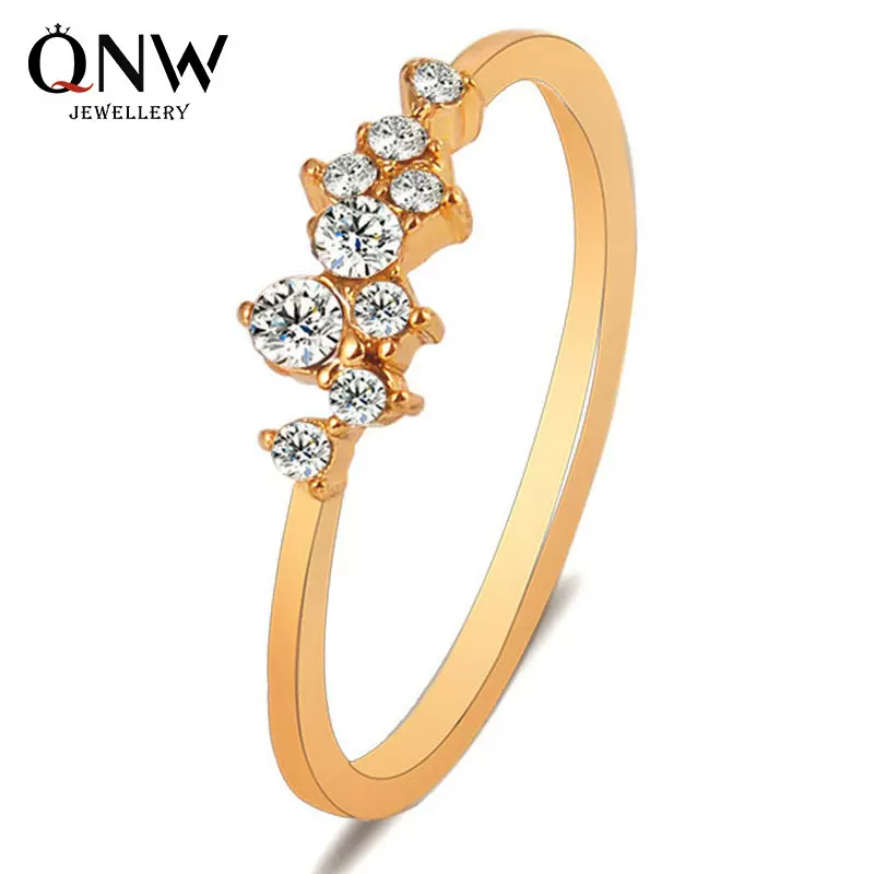 欧美新款电镀镶钻戒指女 wish热卖九颗钻女士尾戒跨境饰品批发