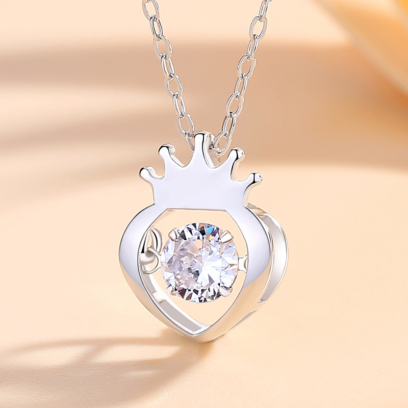 Verano s925 collar de plata esterlina de las mujeres de estilo coreano corona fresca elegante collar de circón regalo de cumpleaños para novia