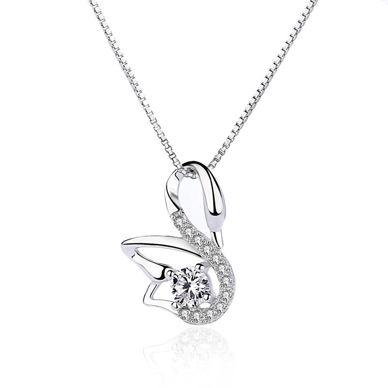 S925 collar de plata esterlina colgante de cisne femenino del todo fósforo femenino simple clavícula cadena estudiante novias regalo para la novia