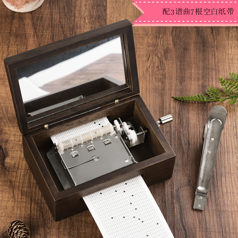 Yunsheng 15-tono 30-tono de manivela cinta de papel movimiento musical caja de música de madera caja de música DIY