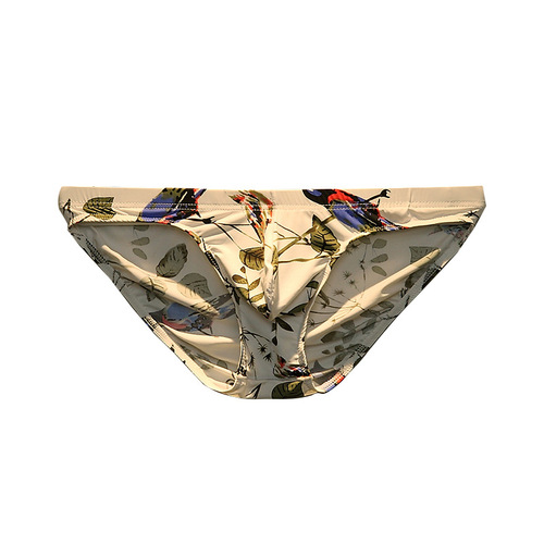 Men's stylish low-rise triangle underwear, ice silk breathable, fashionable, revealing, sexy, personalized, trendy, youth, plus size.