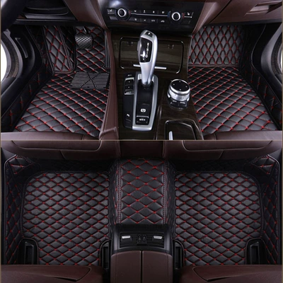 Hong Kong version right-hand drive car mat right-hand drive car double-layer wire ring foot mat Hong Kong and Macao version right-hand drive peptide car carpet carpet (Modelə uyğun ayaqaltı) - black-red-line