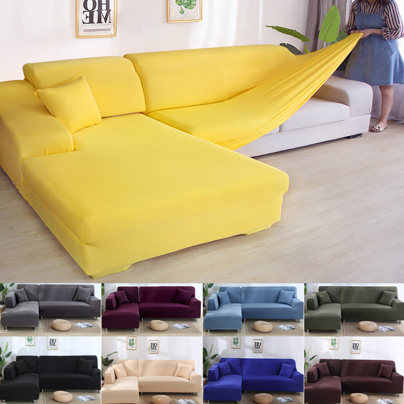 Solid Color Sofa Cover All-inclusive Elastic Sofa Cover Single Double Three Four Seat Size