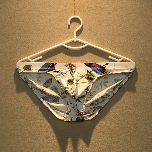 Men's stylish low-rise triangle underwear, ice silk breathable, fashionable, revealing, sexy, personalized, trendy, youth, plus size.