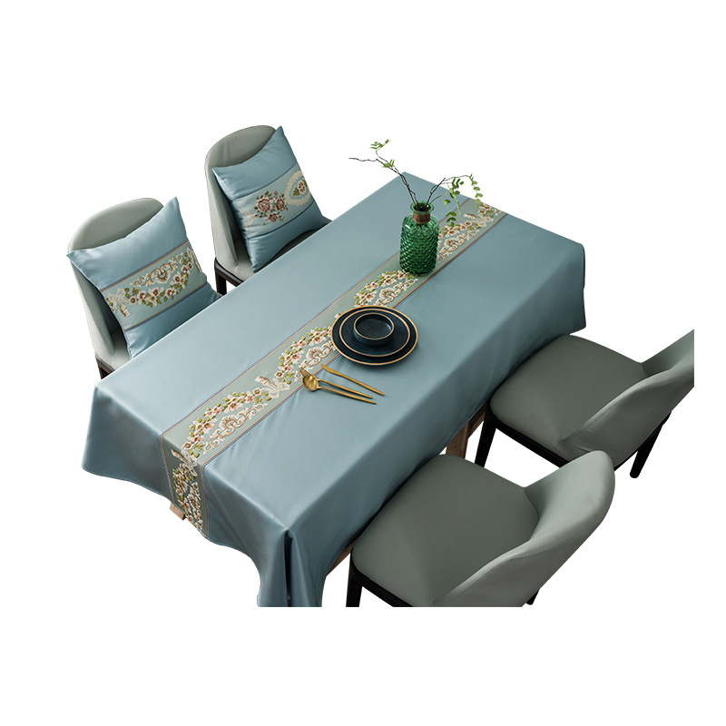Luxury Classical Embroidered Runner Waterproof High-Precision Geometric Rectangular Coffee Table Dining Tablecloth_voghion.com