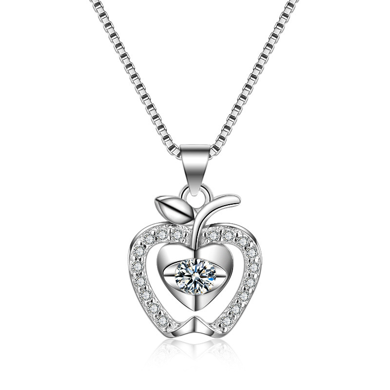 S925 plata esterlina Pequeña Manzana colgante estilo coreano fruta fresca diamante joyería Navidad Eve accesorios al por mayor