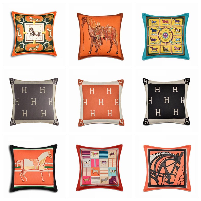 American Style Light Luxury Plush Orange Love Horse Home Sofa Cover Pillowcase European Style Model Room Cushion
