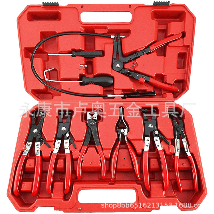 Abrazadera de tubo de 9 piezas traje abrazadera de tubería de agua del coche abrazadera de tubo de garganta recta abrazadera herramienta alicates