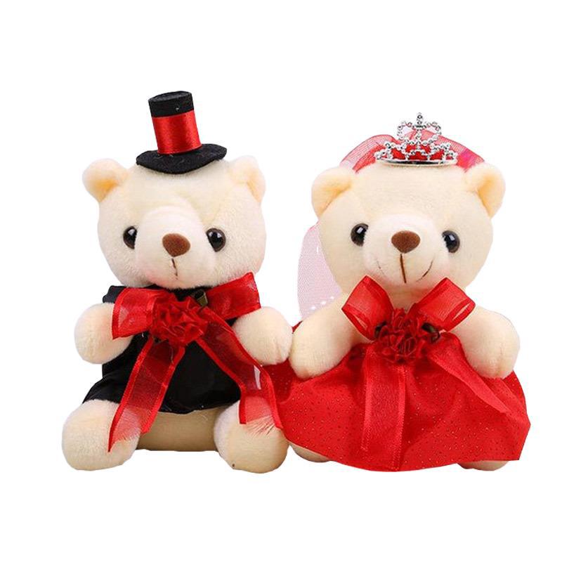 Fabricantes al por mayor 18cm corona boda coche oso diamante boda pareja oso boda suministros boda decoración del coche para llevar