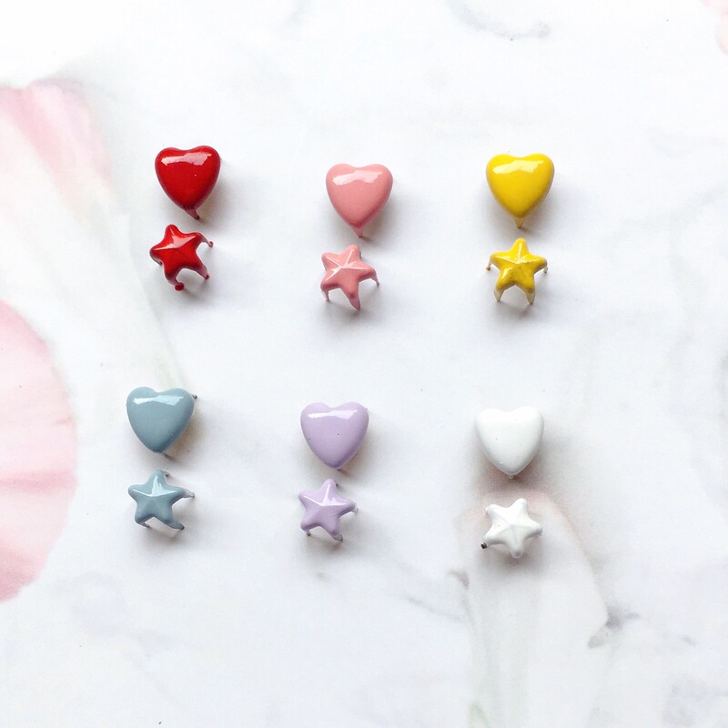 Mini color five-pointed star love claw nail bjd doll clothing accessories diy button toy doll Rivet