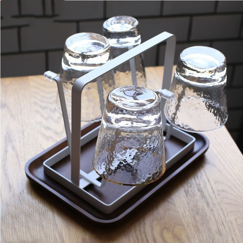 Titular de la taza de café de drenaje portátil de hierro de estilo japonés taza de café boca abajo estante de almacenamiento de seis posiciones taza de agua rack de almacenamiento