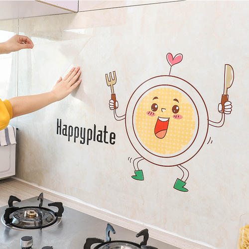 Large kitchen oil-proof stickers high temperature resistant household waterproof range hood self-adhesive stove stickers cartoon wall stickers tile stickers