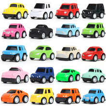 跨境北欧风格Q版1:87马卡龙合金回力小汽车模型可搭配停车场地图