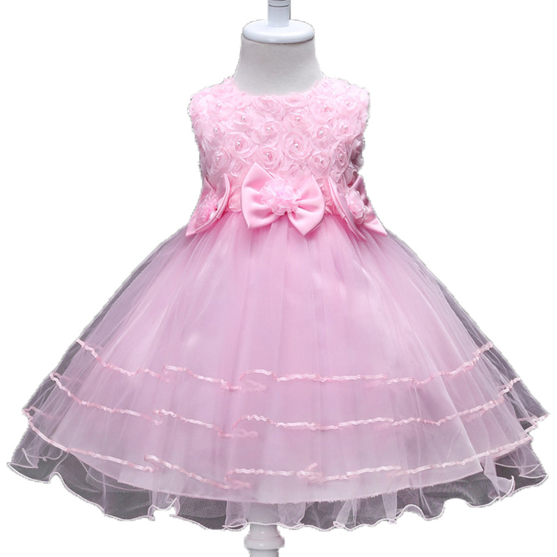 European and American Foreign Trade Children's skirt summer temperament girls wedding flower girl dress Princess dress children's clothing a generation of hair