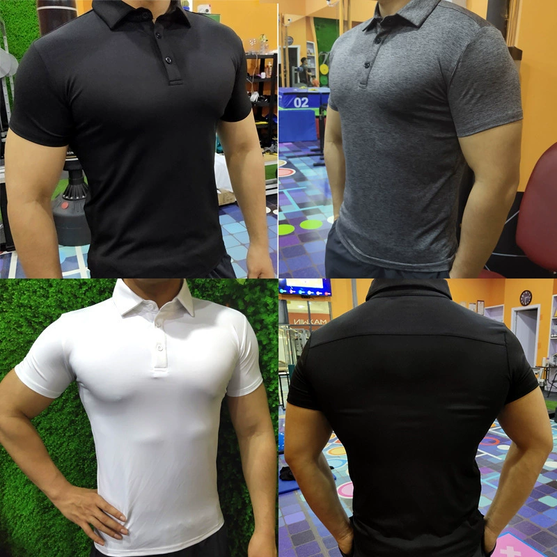 Новая модная спортивная одежда для тренеров для фитнеса больших размеров, повседневная мужская футболка, приталенная рубашка-поло из мерсеризованного хлопка с короткими рукавами
