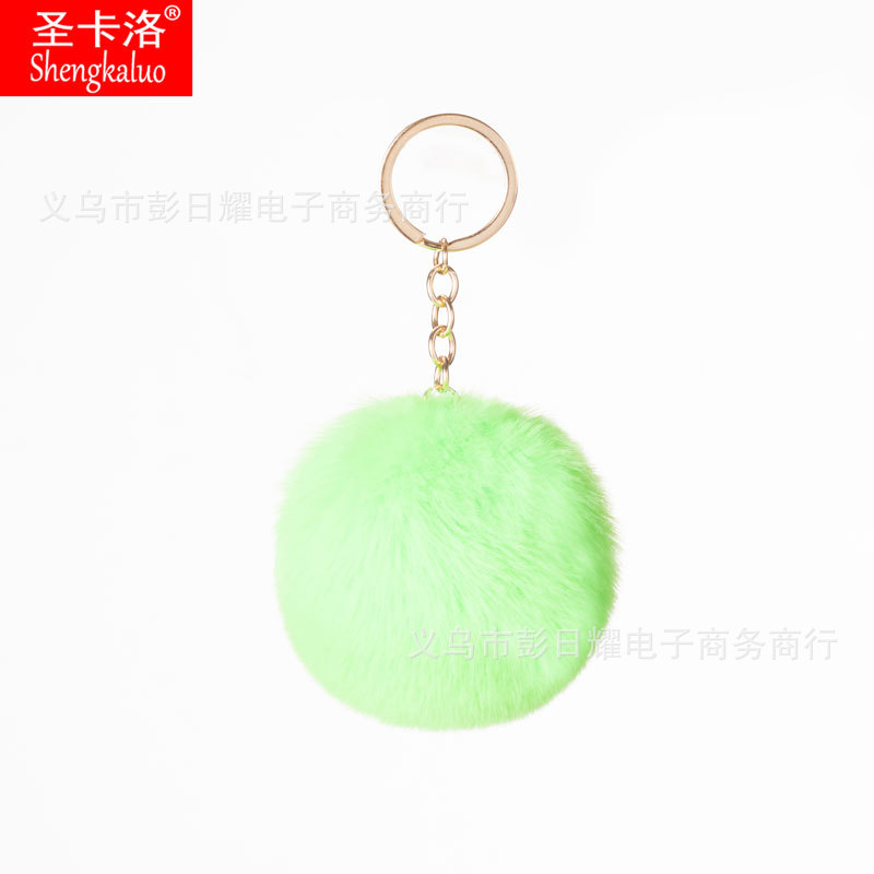 Elemento verde colgante cuerda llavero de peluche de piel artificial bolsa de lana corta colgante damas colgando bolsa accesorios al por mayor