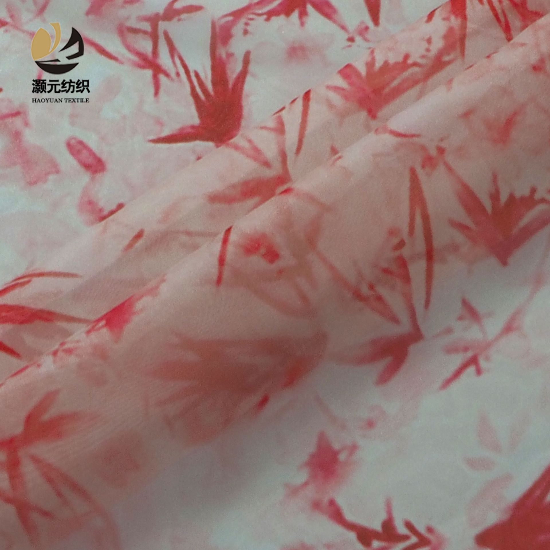 Fabricantes de venta de bajo precio 30D chiffon hoja de bambú impresión digital tela de moda retro nueva tela de estilo chino