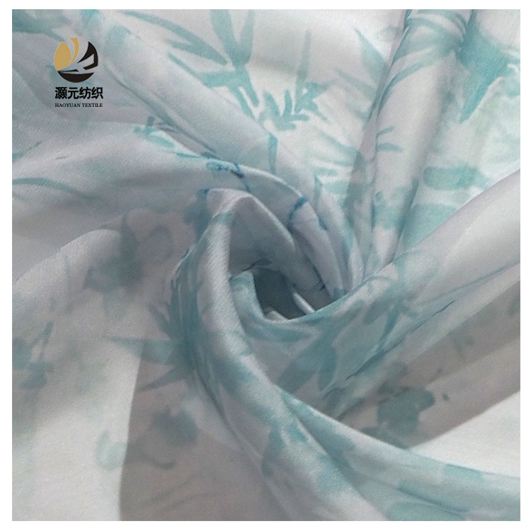 Fabricantes de venta de bajo precio 30D chiffon hoja de bambú impresión digital tela de moda retro nueva tela de estilo chino