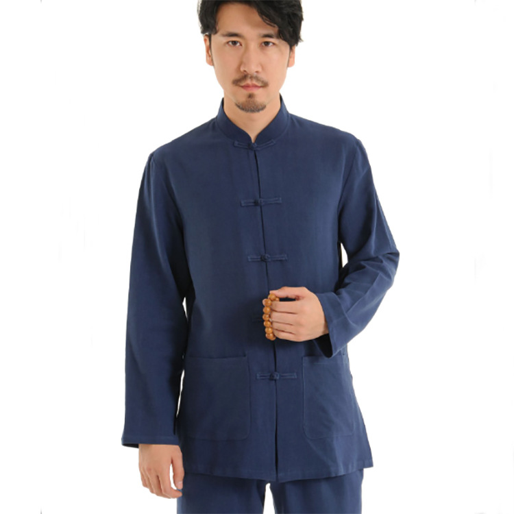Flax, cotton and linen men's clothing large size Chinese style meditation for residents health suit Taiji suit Zen tea suit A012