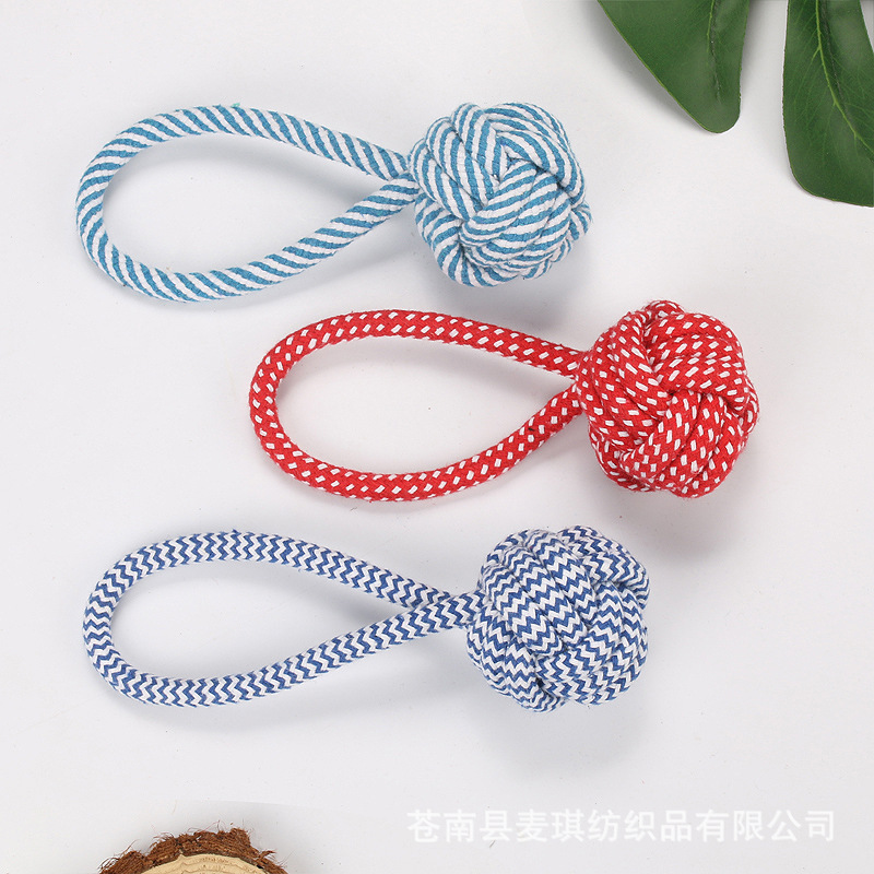 Fábrica directa mascota juguete mano bola mordedura-resistente algodón cuerda juguete al por mayor cachorro molar juguete mascota