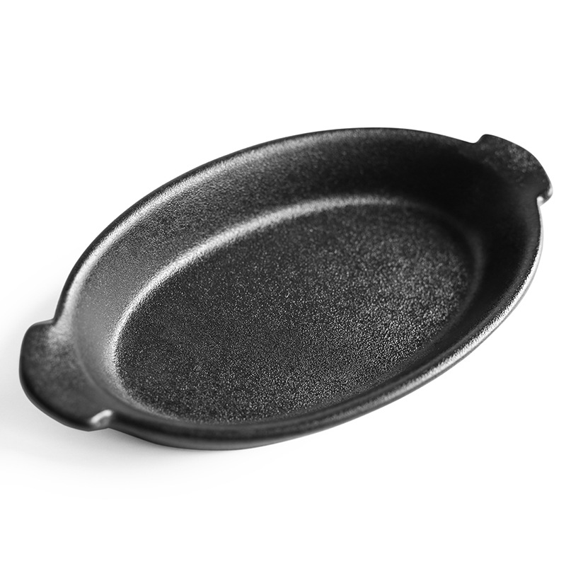 Negro mate esmerilado binaural Oval Pan horno para hornear pan
