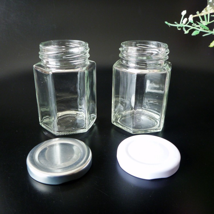 低价销售100ml六棱玻璃瓶 爆款玻璃果酱瓶 高档蜂蜜玻璃瓶 酱菜瓶