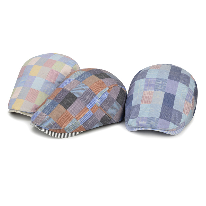 New Spring/Summer Korean Fashion Color Grid Beret Women's Casual Versatile Sunshade Forward Duck Tongue Hat_voghion.com